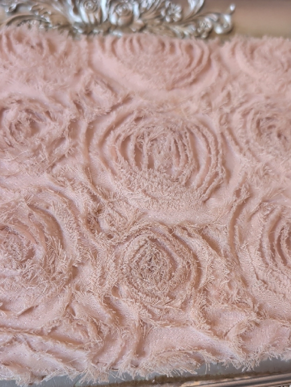 Blush Pink Rosette Chenille Clutch - Picture 4 of 7